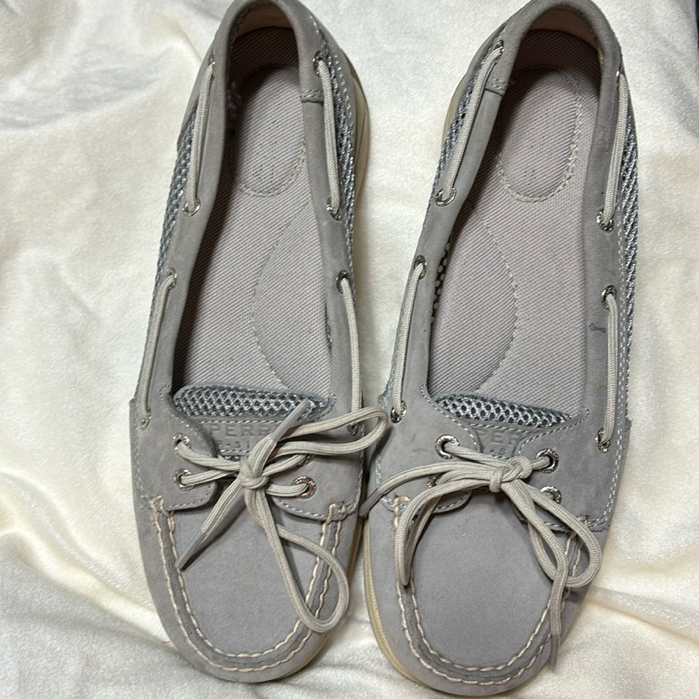 Sperry Top-sided gray leather, size 8.5 shoes with mesh sides